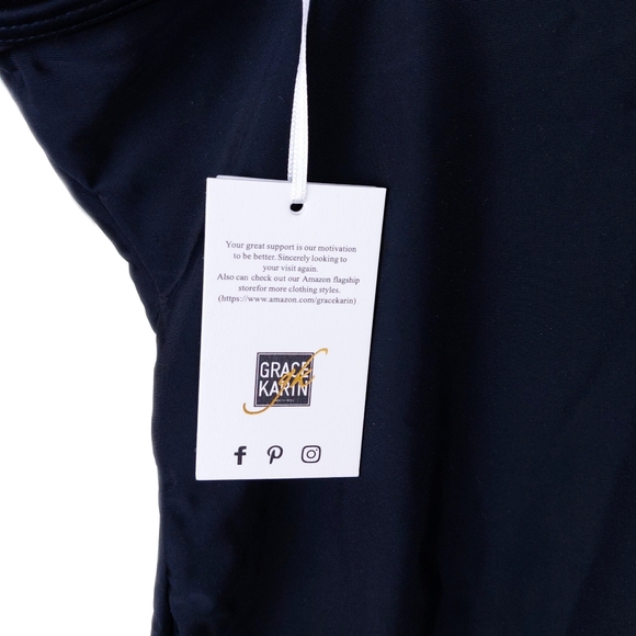 NWT GRACE KARIN Women's 1 Piece Hi Waisted Mesh Scallop V Neck Monokini - Picture 9 of 11